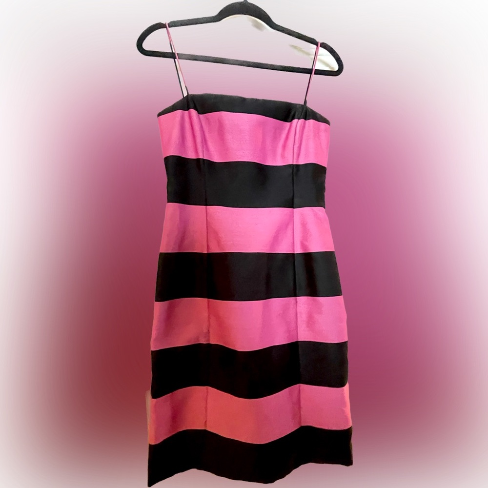 Gorgeous pink and black striped minidress